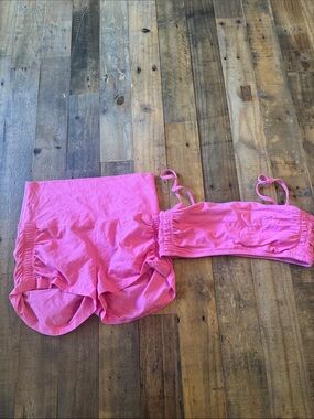 TNA Pink Lounge Shorts and Bandeau Set